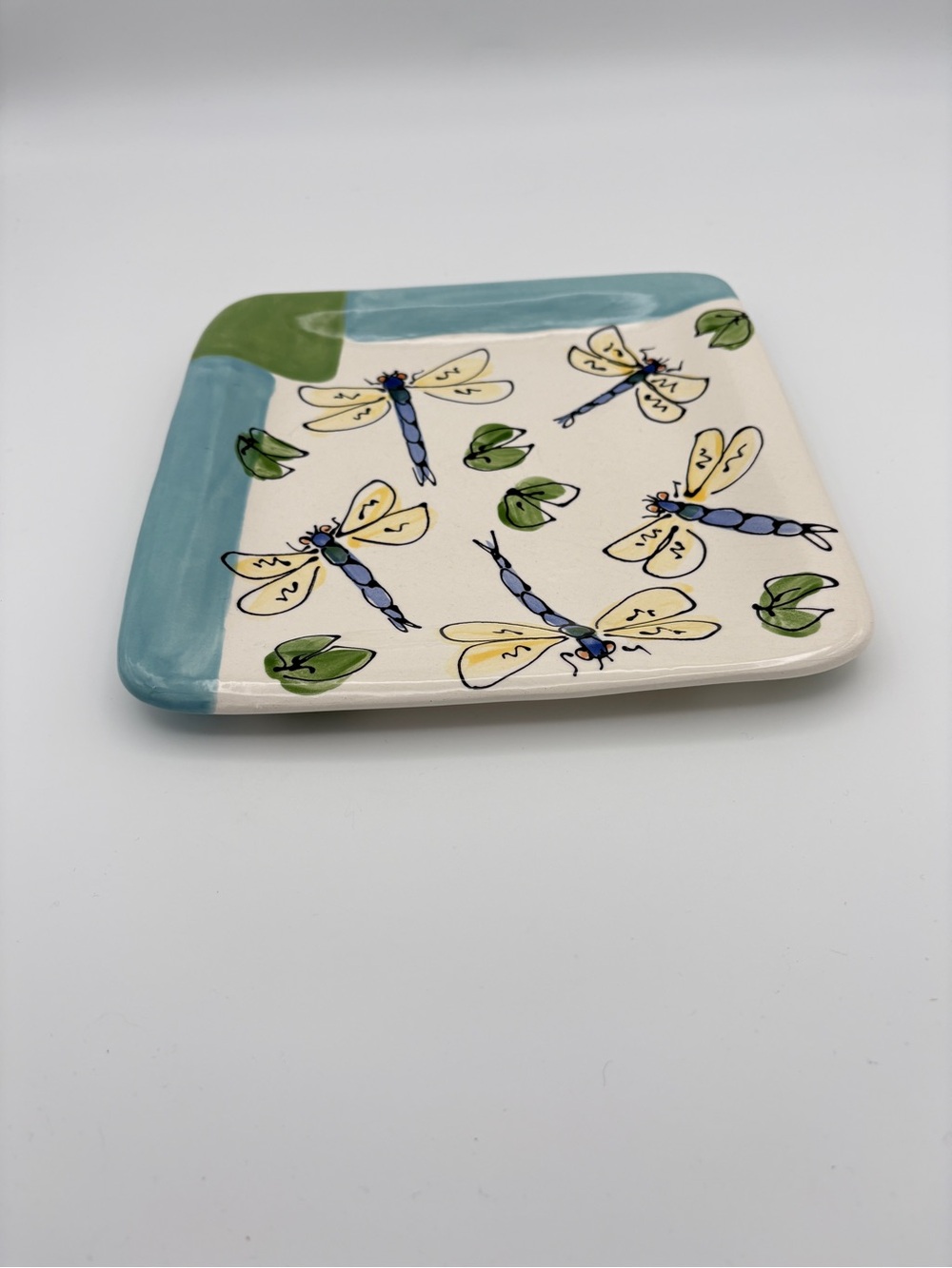 Dragonfly Handpainted pottery plate Pridham Studio Canadian artists/artisan